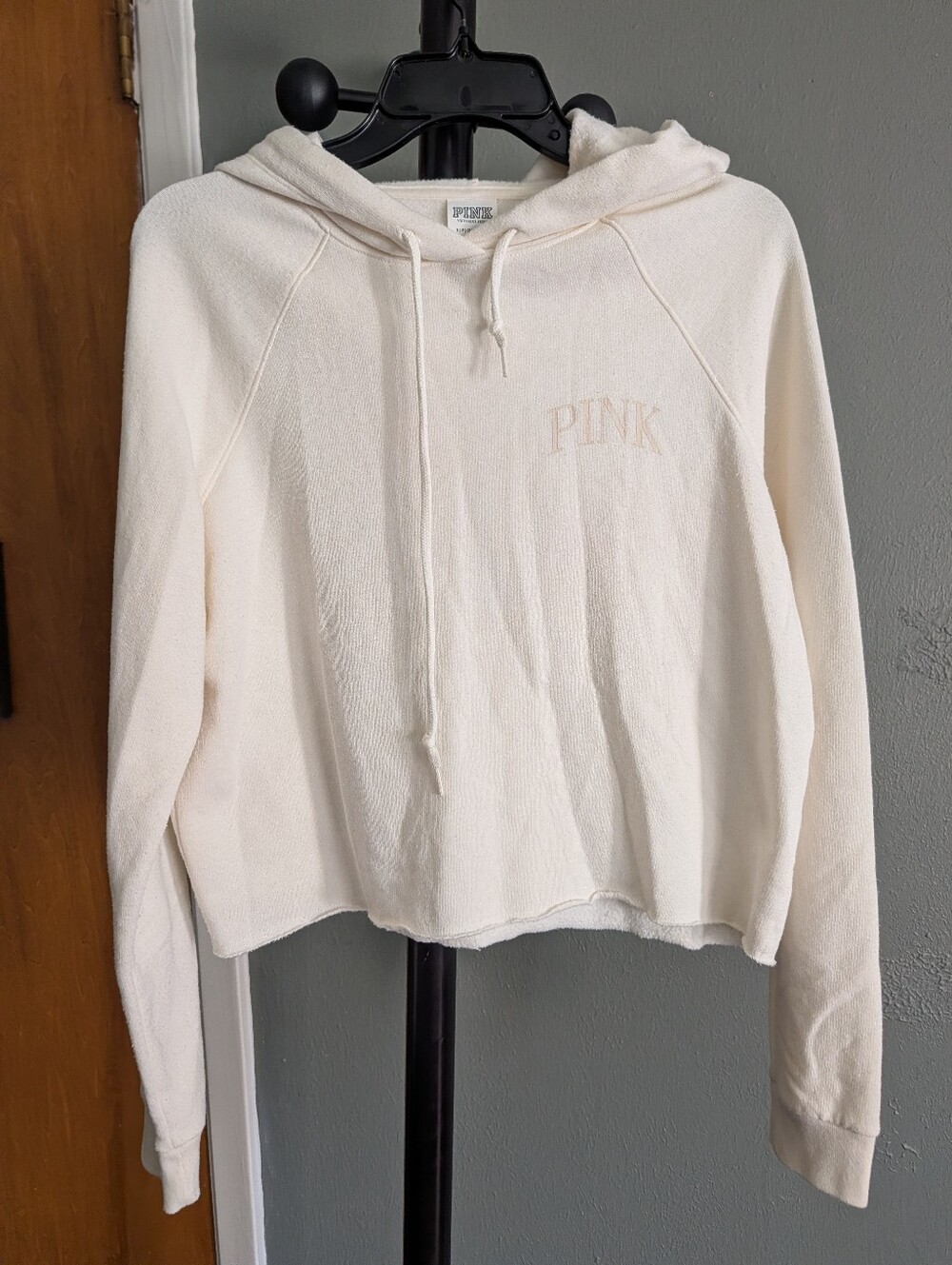 PINK Victoria's Secret Ivory Hooded Pullover Sweatshirt
